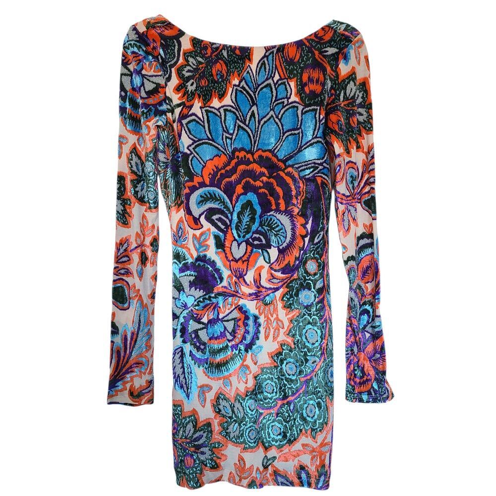 Milana Bartolotta Multicolor Floral Long Sleeve Mini Dress Size Small NWT